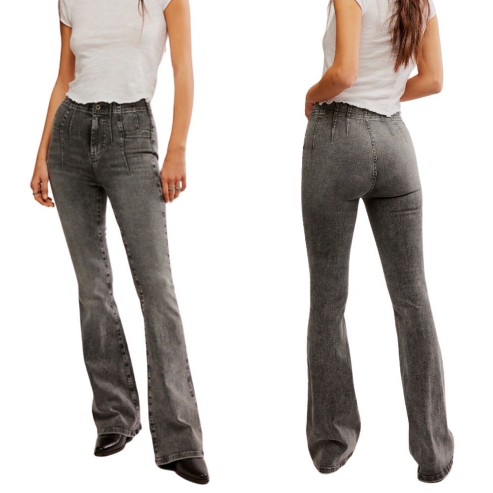 🌻🆕FREE PEOPLE We The Free Jayde Flare Jeans-Ridge Grey color-Size 27 - Picture 8 of 16